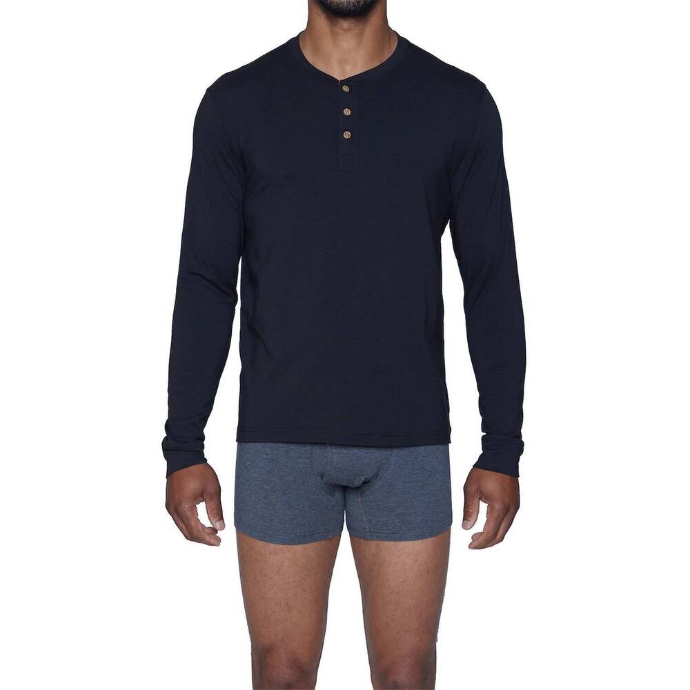 NEW WOOD henley lounge shirt in black